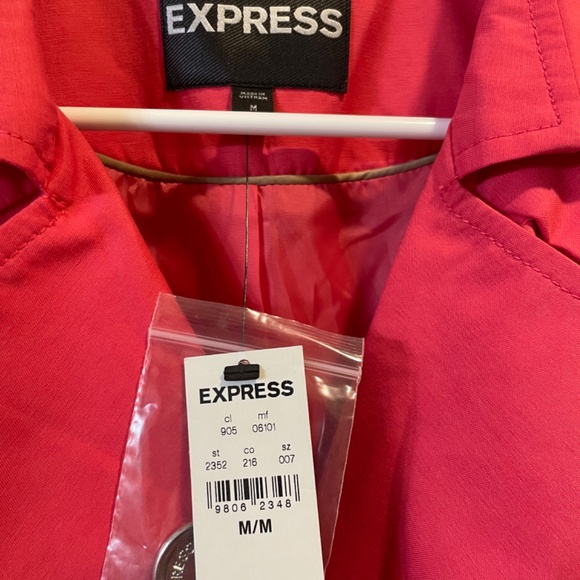 NWT Express short trench coat, coral, size M - Picture 3 of 14